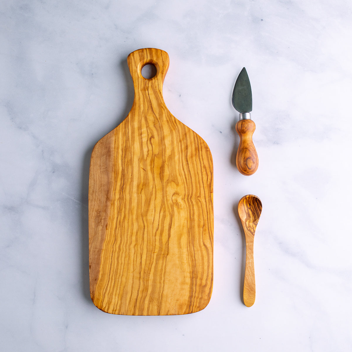 Olive Wood Cheese Board Set