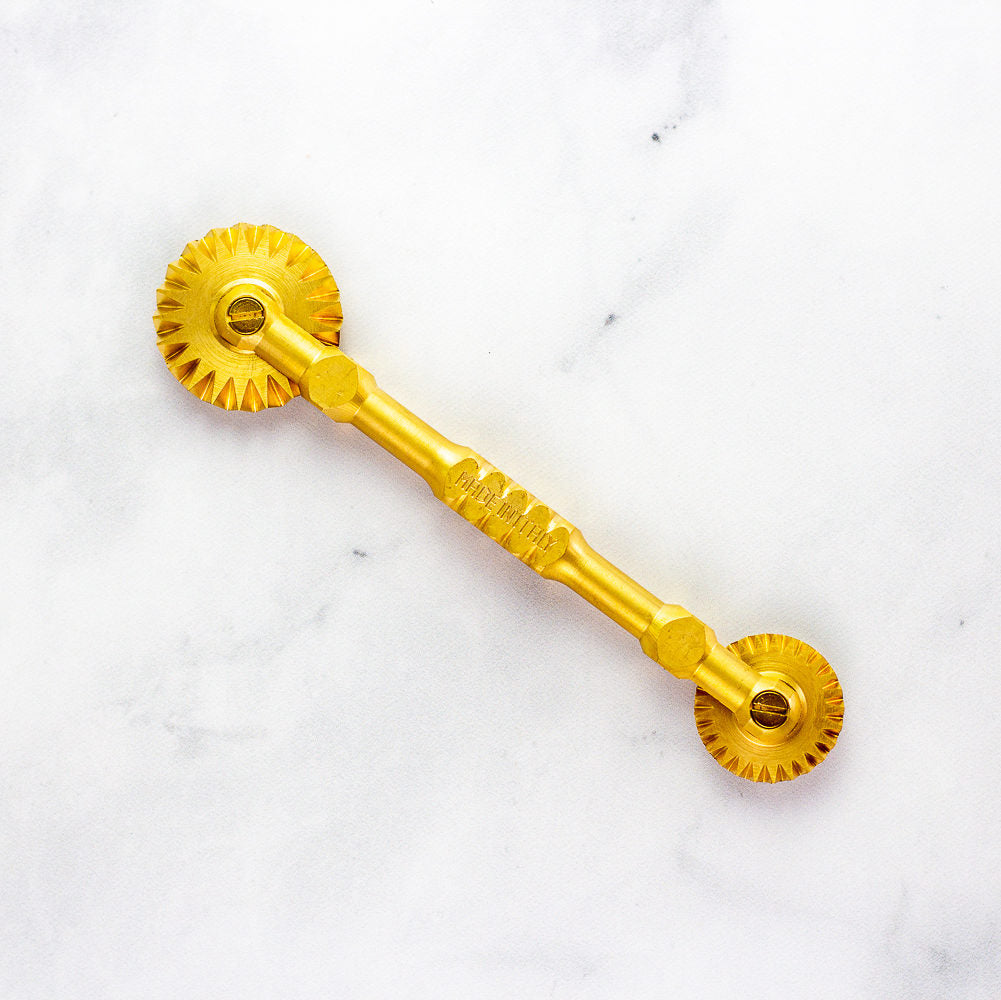 Double Brass Fluted Pasta Wheel