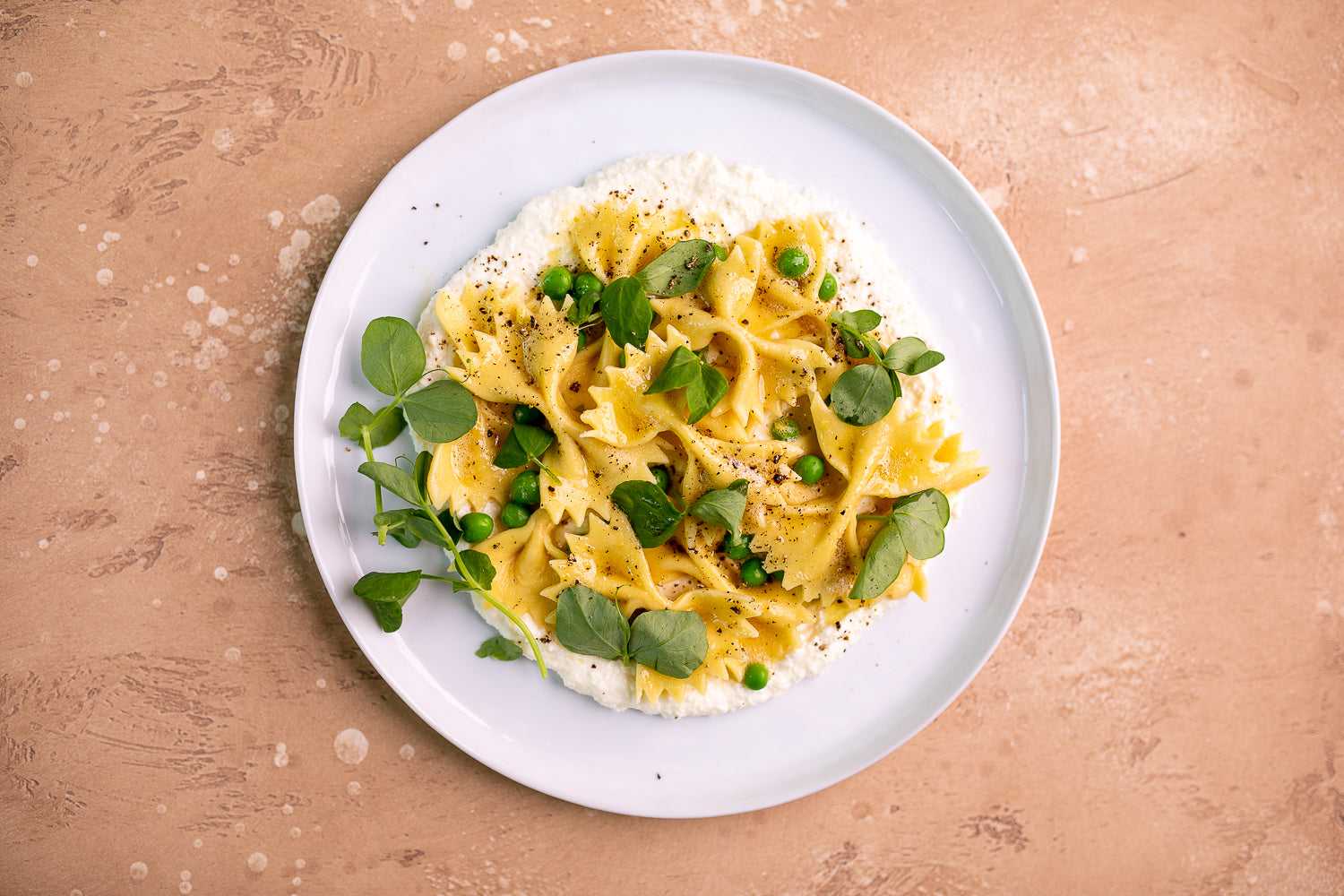 Farfalle with Whipped Ricotta, Lemon Garlic Butter, Peas