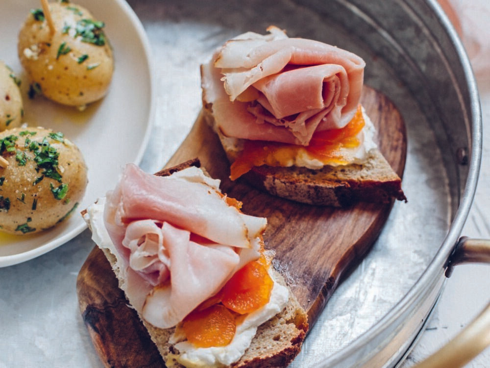 Emiko Davies' Carrot Mostarda, Mustard, and Prosciutto Cicchetti