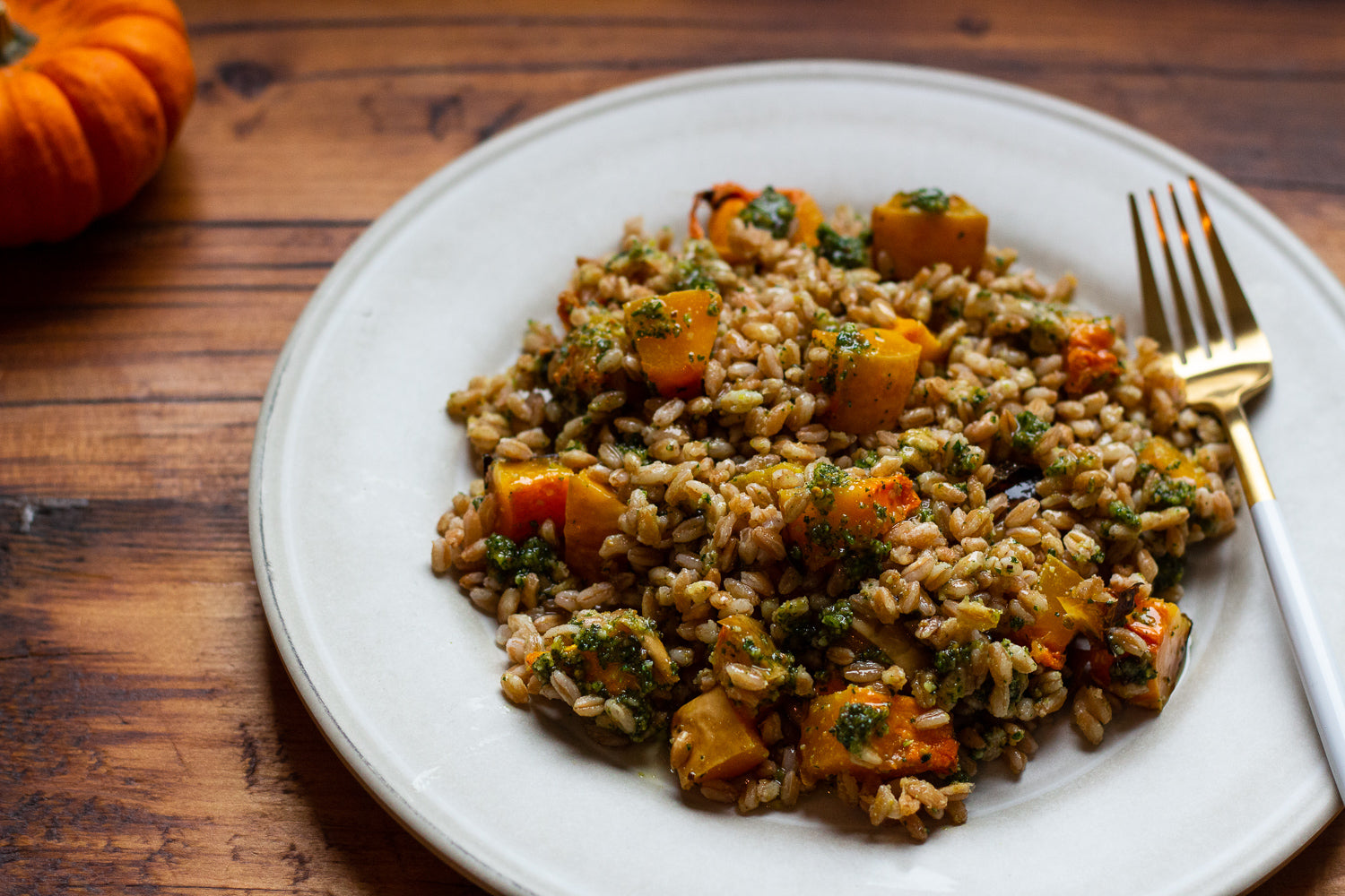 Farro Butternut Squash Sage Pesto Salad - q.b. cucina