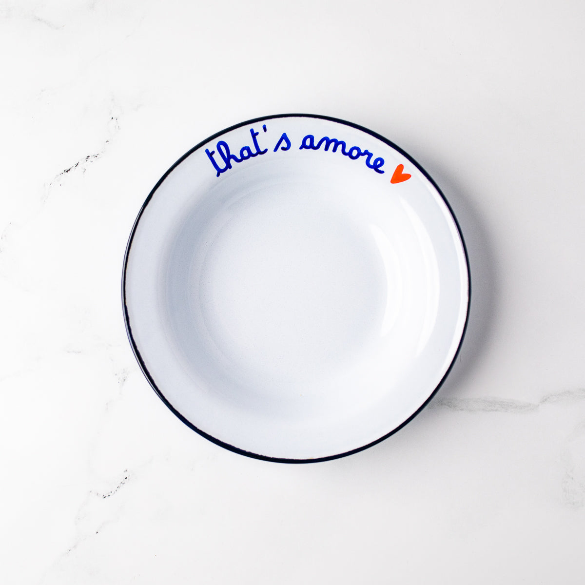 Italian Phrase Enamel Bowl - "ho ancora fame"